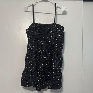 Zara Black Sequin Dress with Blue and White Polka Dots